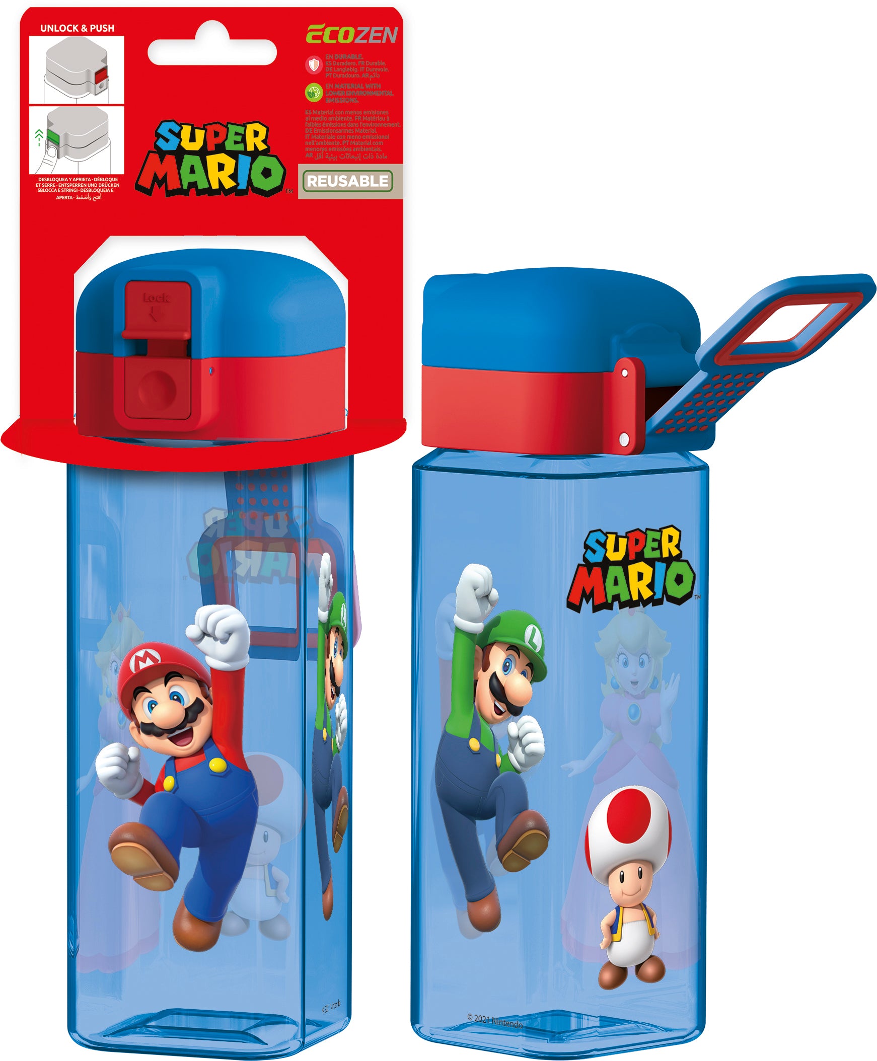 BOTELLA ROBOT CON CIERRE MARIO BROS 550 ML