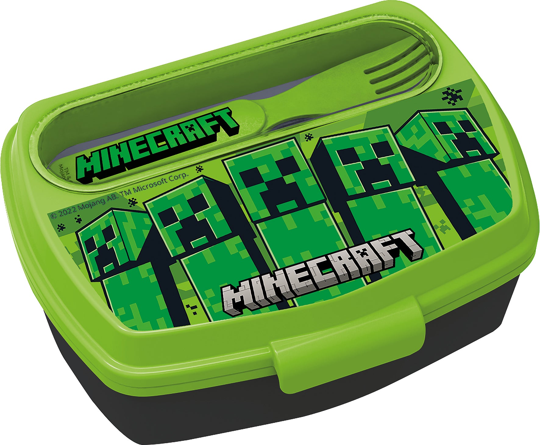 HERMETICO RECTANGULAR  CON CUBIERTOS  MINECRAFT