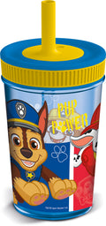 VASO CON PAJITA DE SILICONA 465ML PAW PATROL