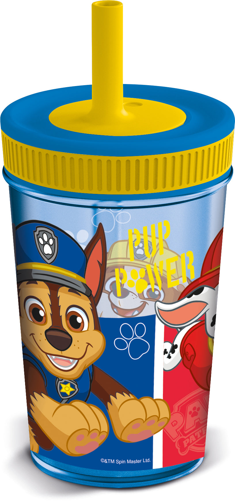 VASO CON PAJITA DE SILICONA 465ML PAW PATROL