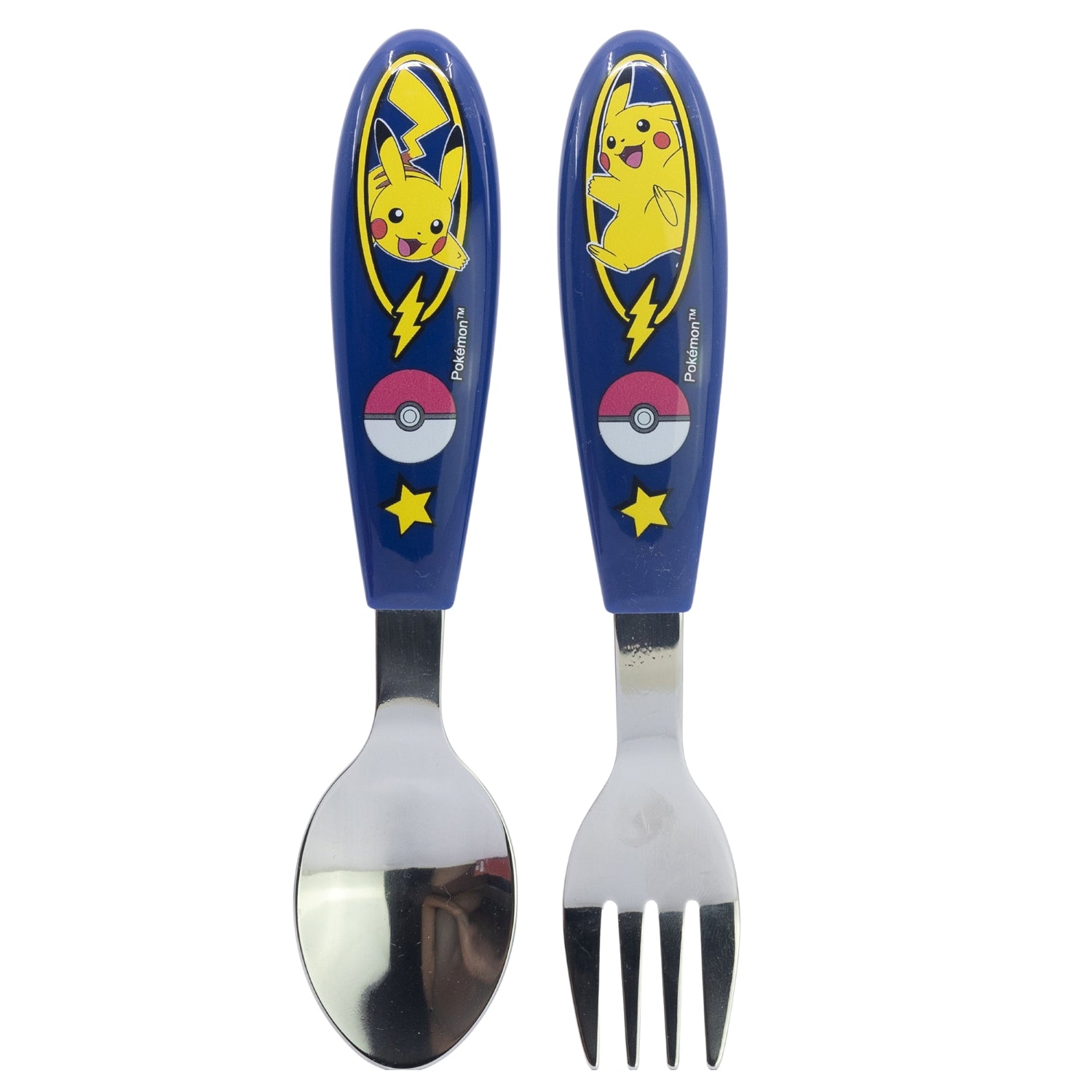 STOR 2 PCS ELLIPTICAL METALLIC CUTLERY SET POKEMON BLUE TEAM
