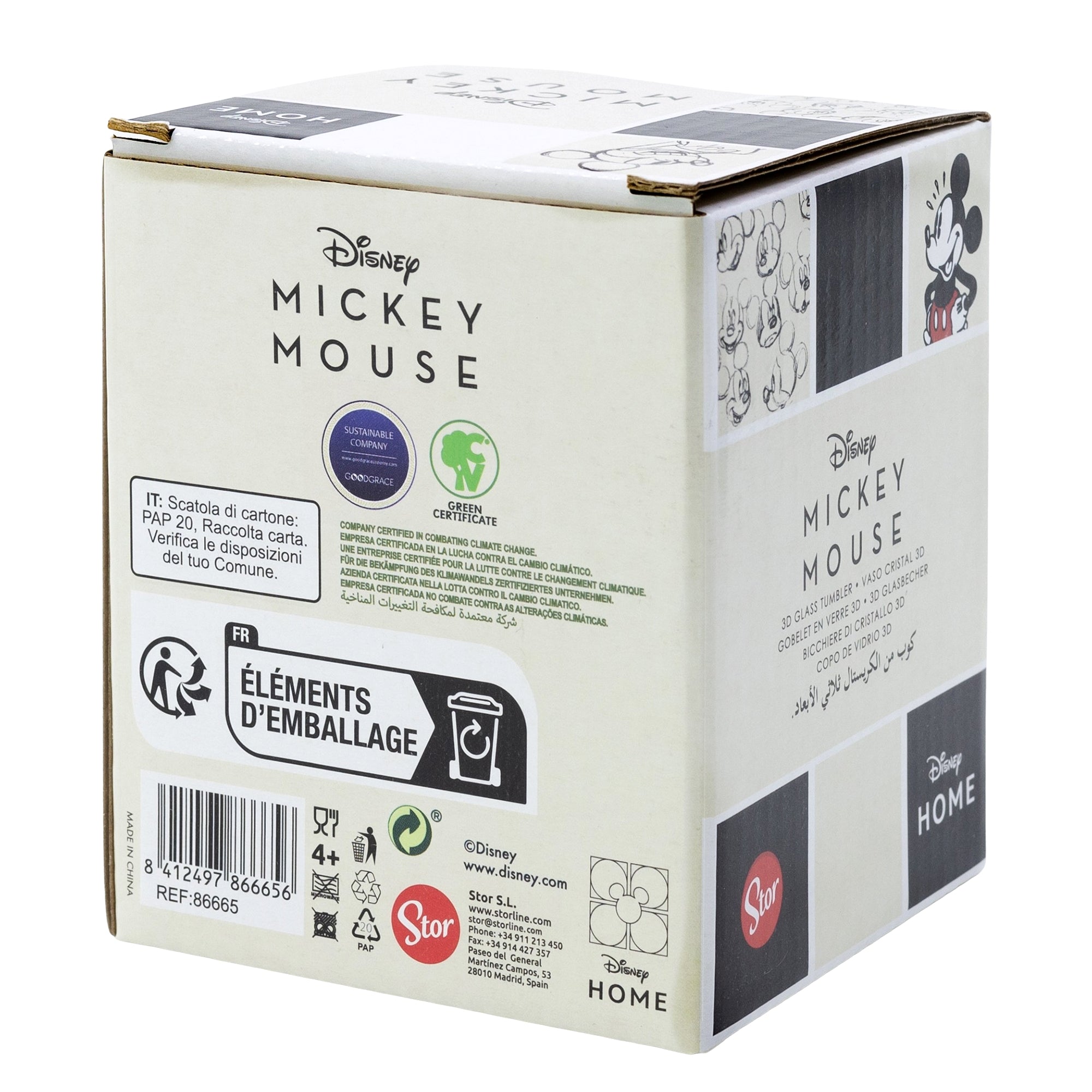 Vaso de Cristal Mickey Mouse 270ml Colección Disney