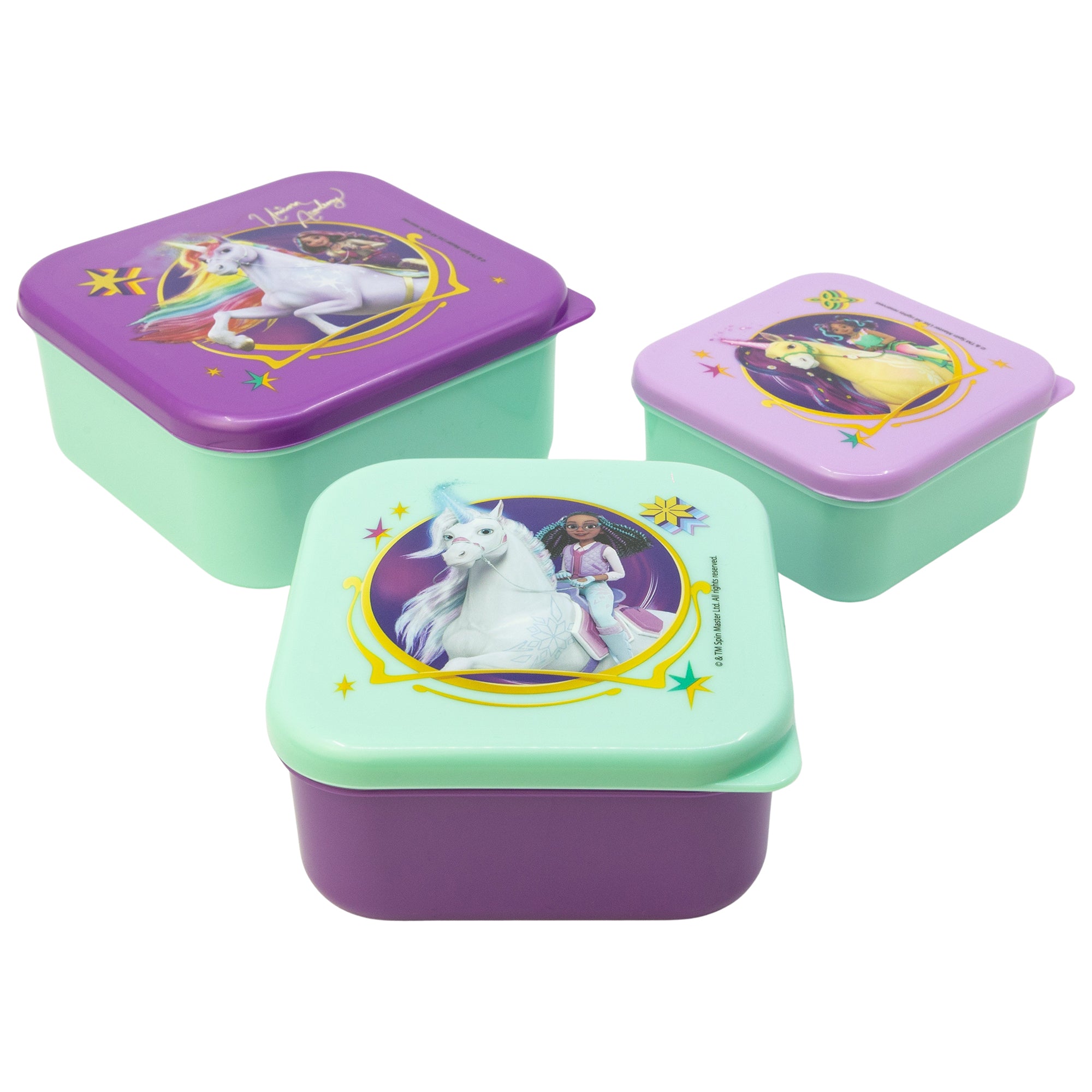 STOR 3 PCS NESTING SNACK BOXES SET UNICORN ACADEMY