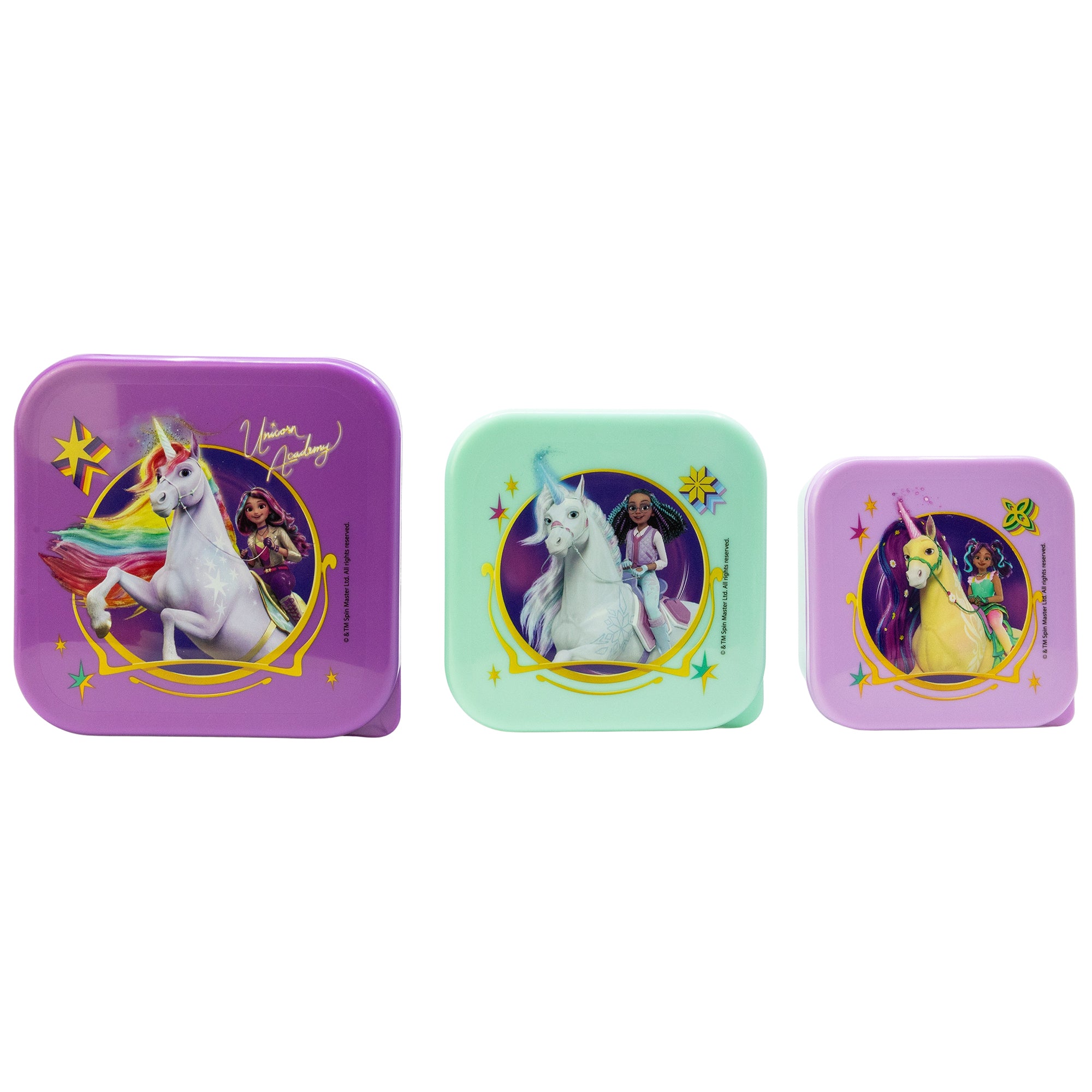 STOR 3 PCS NESTING SNACK BOXES SET UNICORN ACADEMY