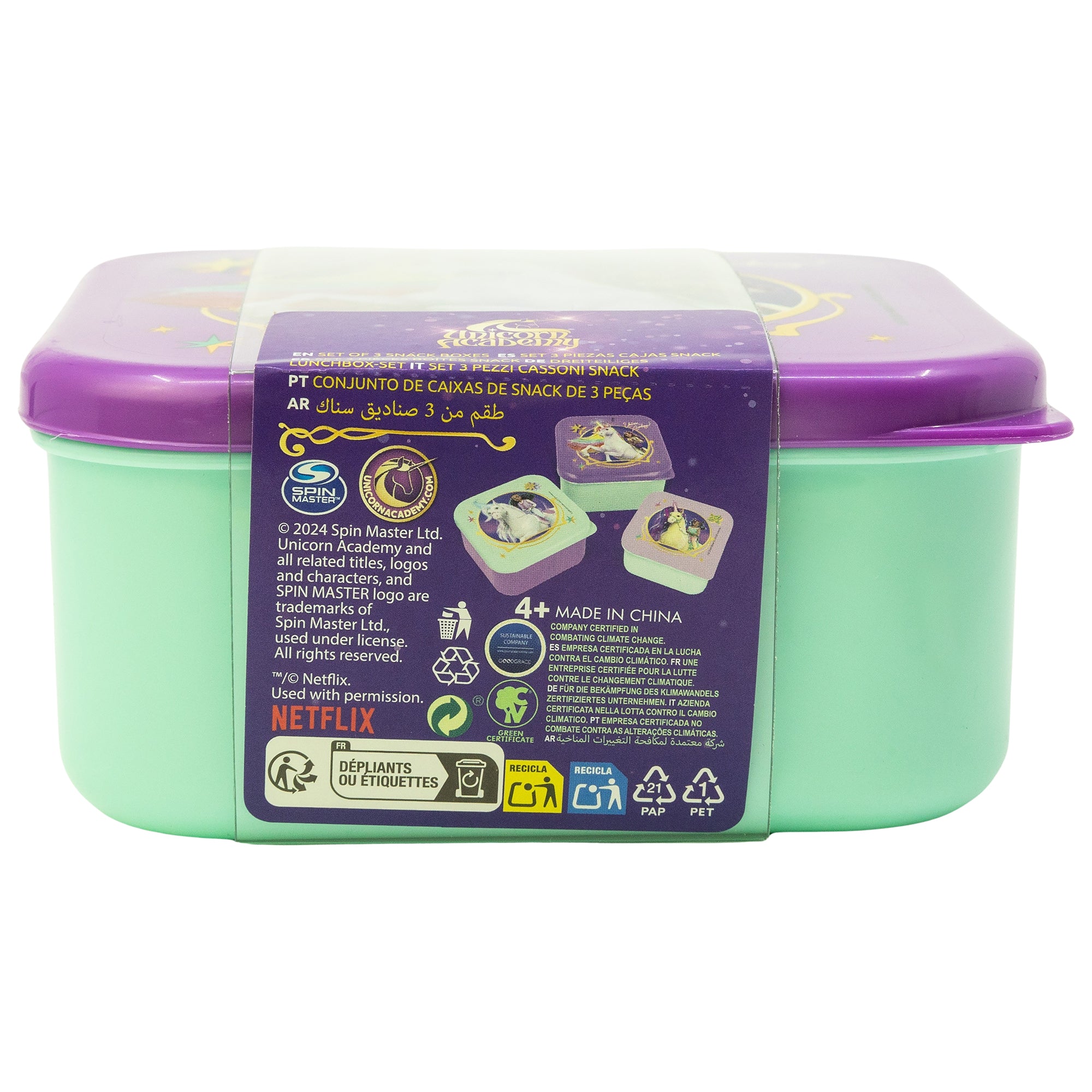 STOR 3 PCS NESTING SNACK BOXES SET UNICORN ACADEMY