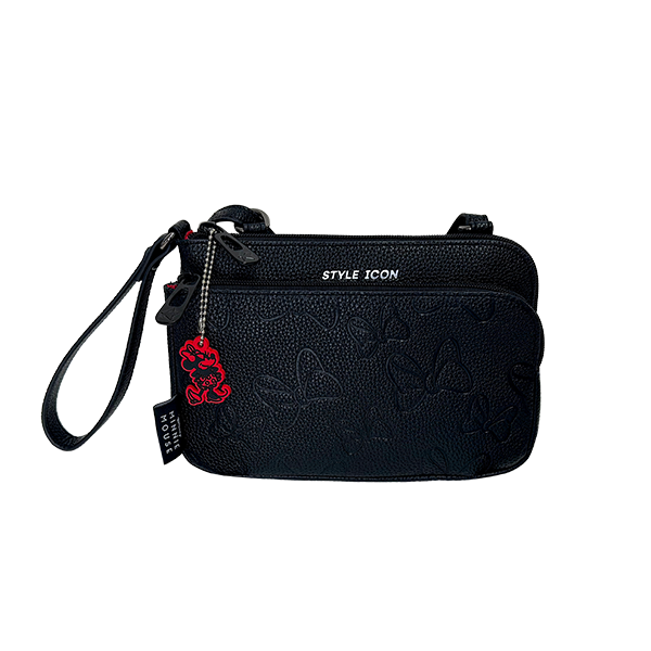CARTERA NEGRA MINNIE CON LAZOS