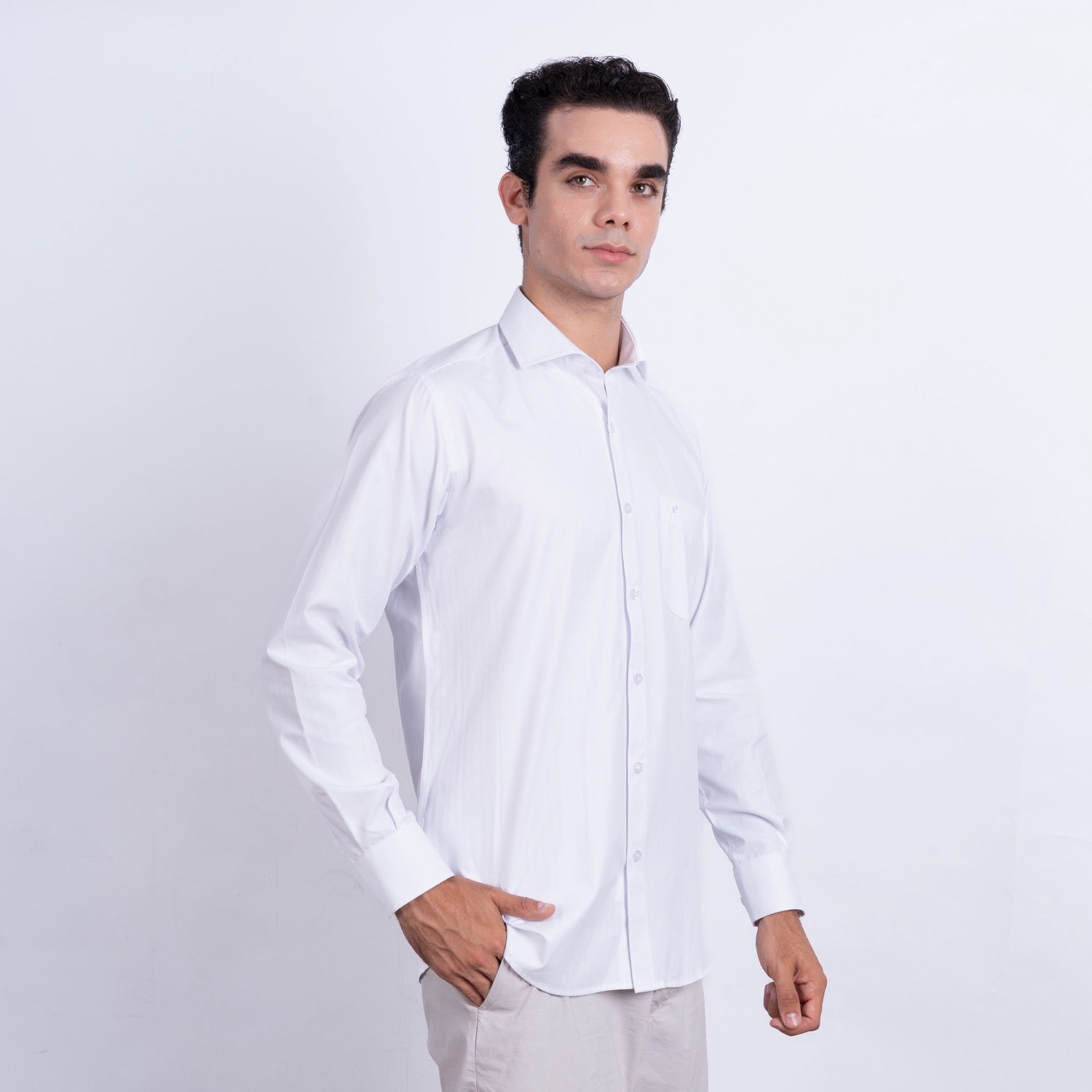 Camisa de Vestir Manga Larga Color Blanco