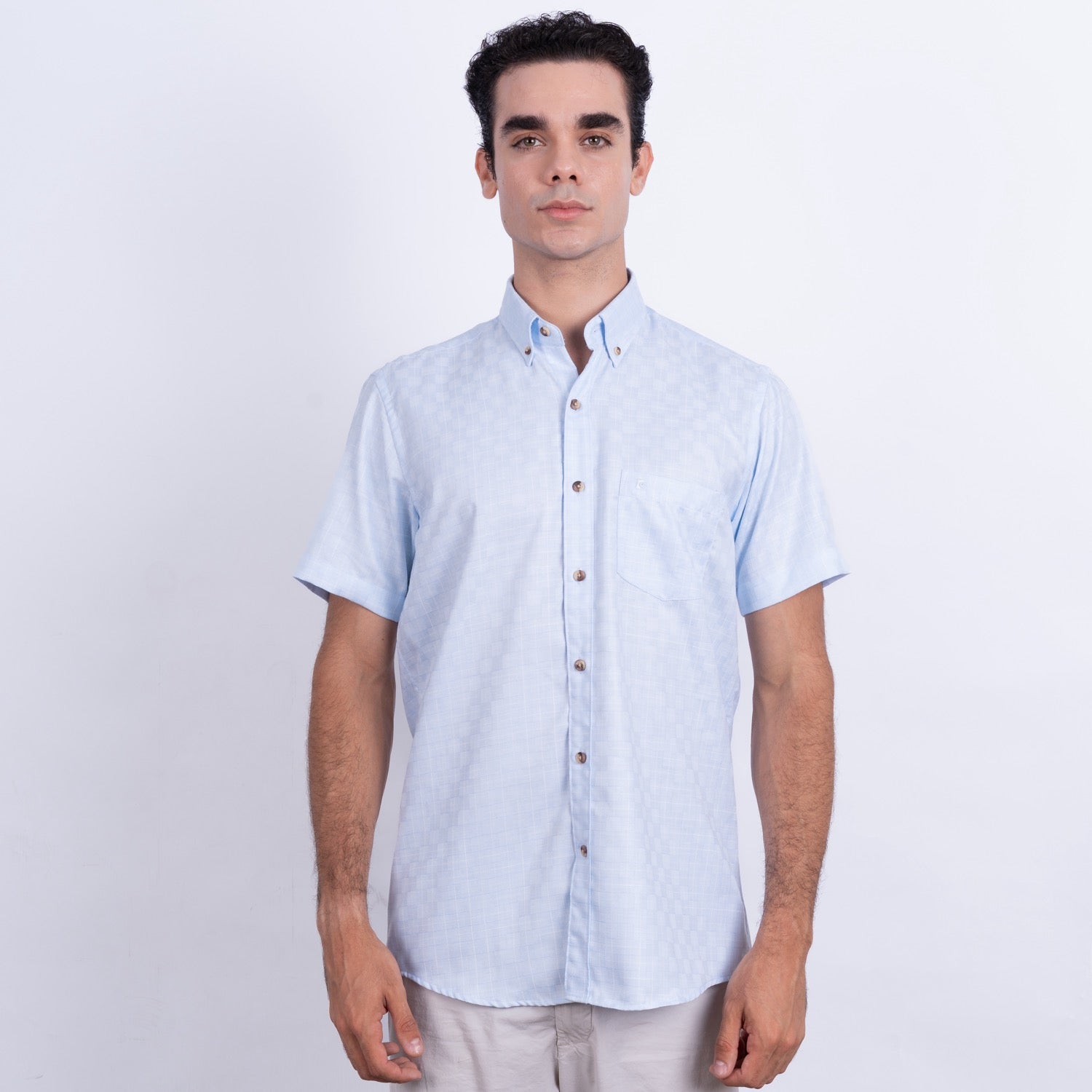 Camisa de Lino Manga Corta para Hombre
