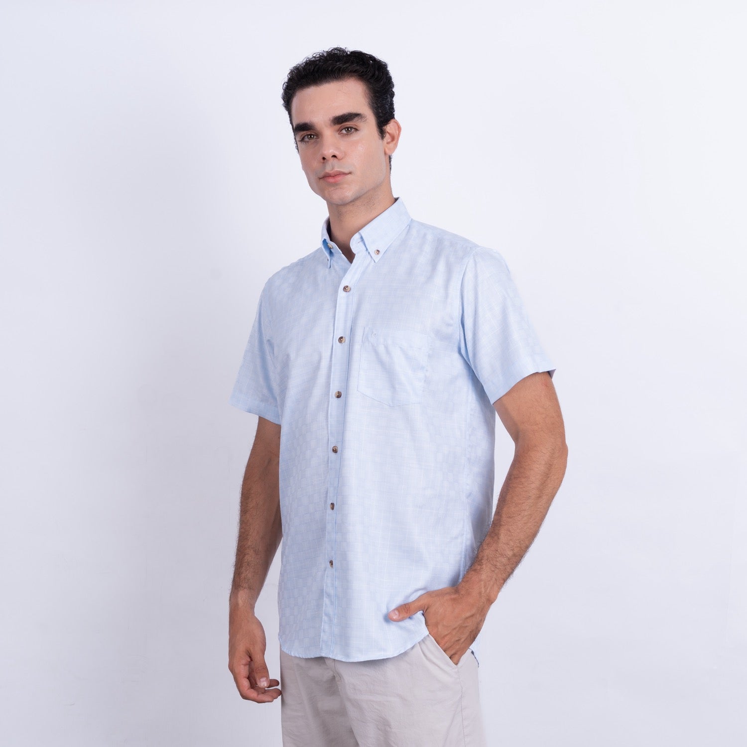 Camisa de Lino Manga Corta para Hombre