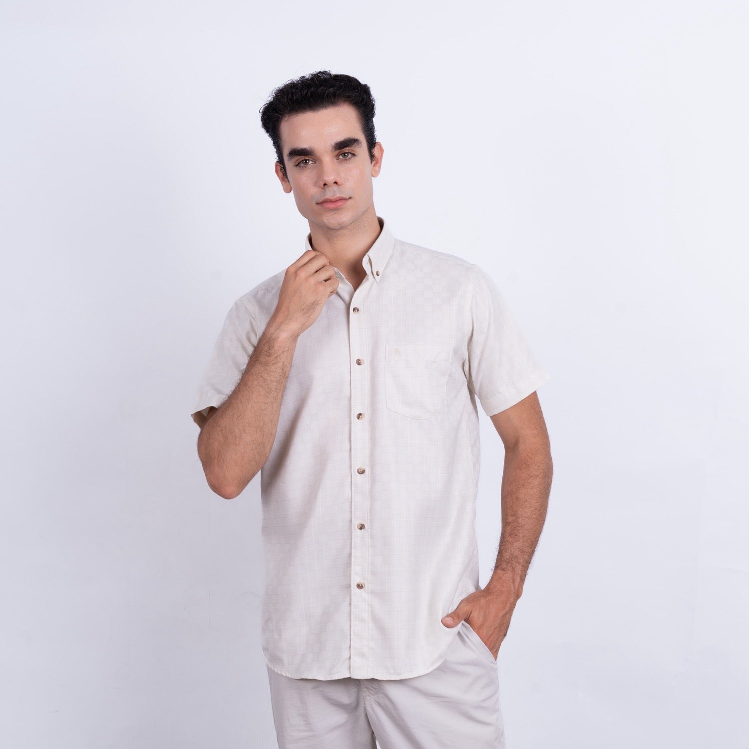 Camisa de Lino Manga Corta para Hombre