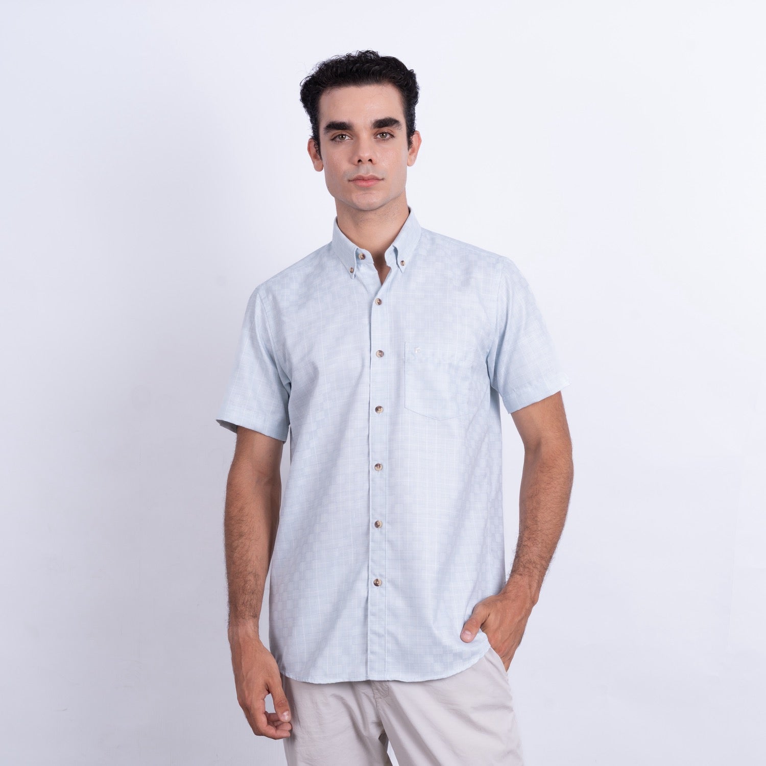 Camisa de Lino Manga Corta para Hombre