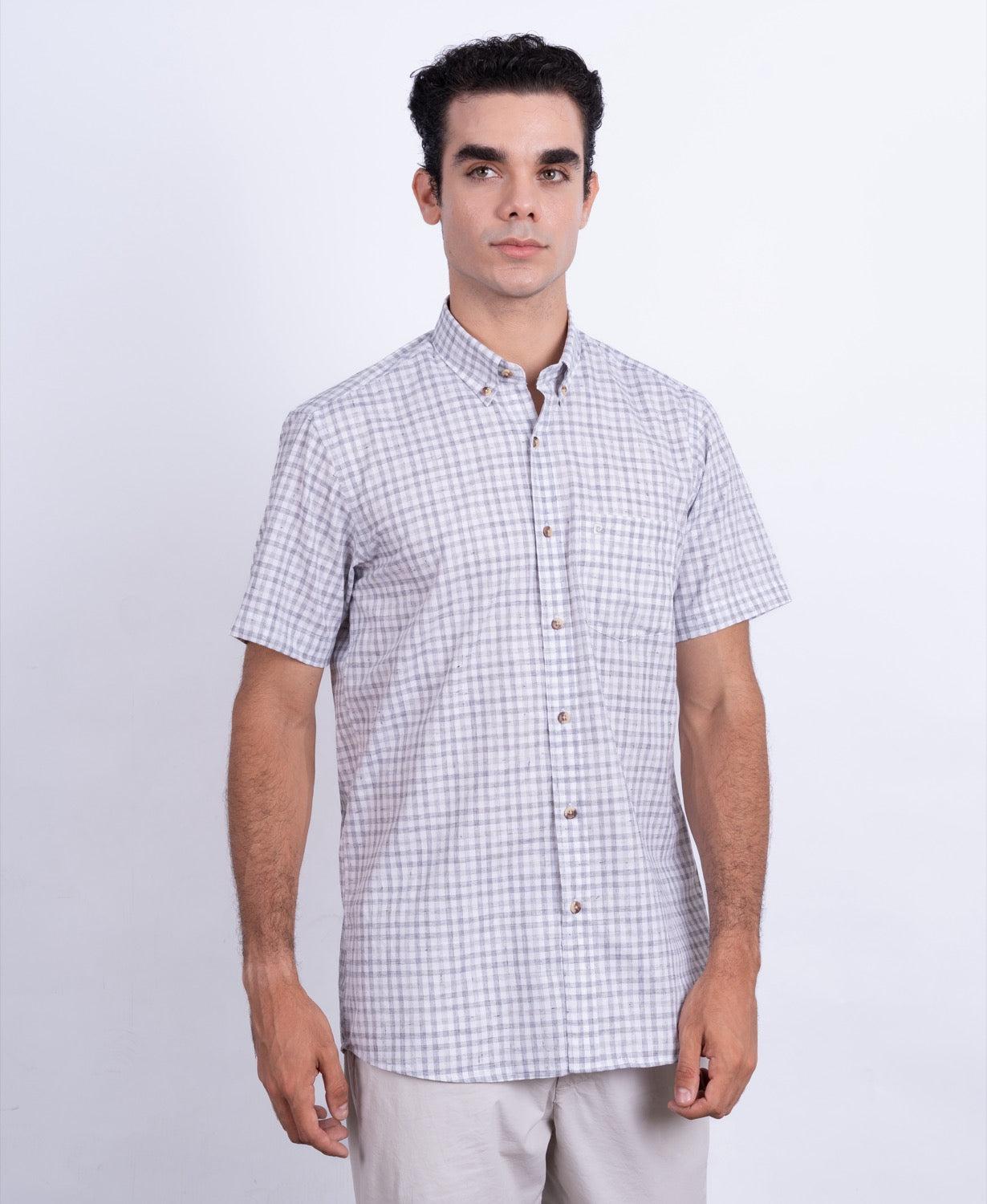 Camisa de Lino Manga Corta para Hombre