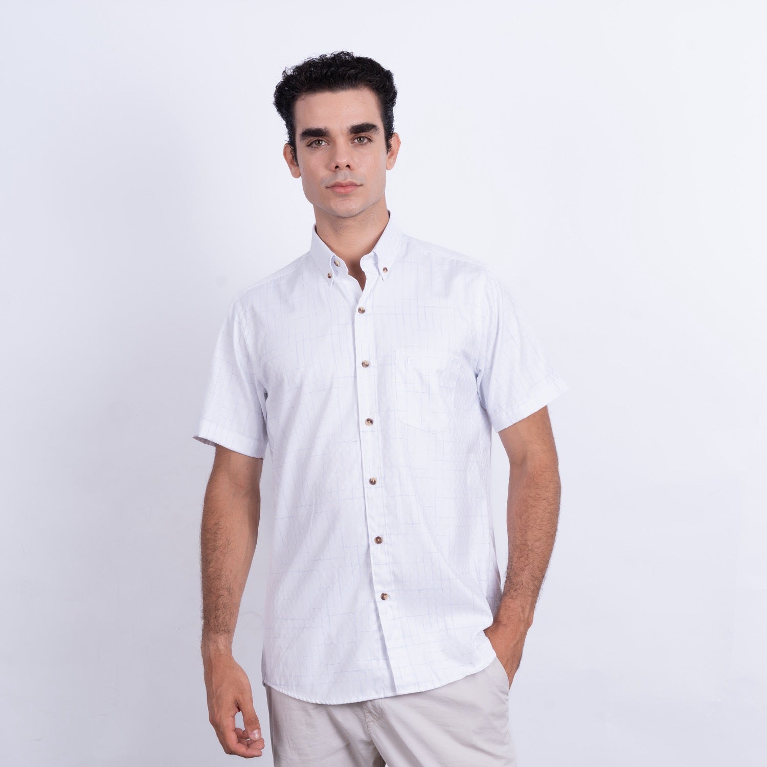 Camisa de Lino Manga Corta para Hombre