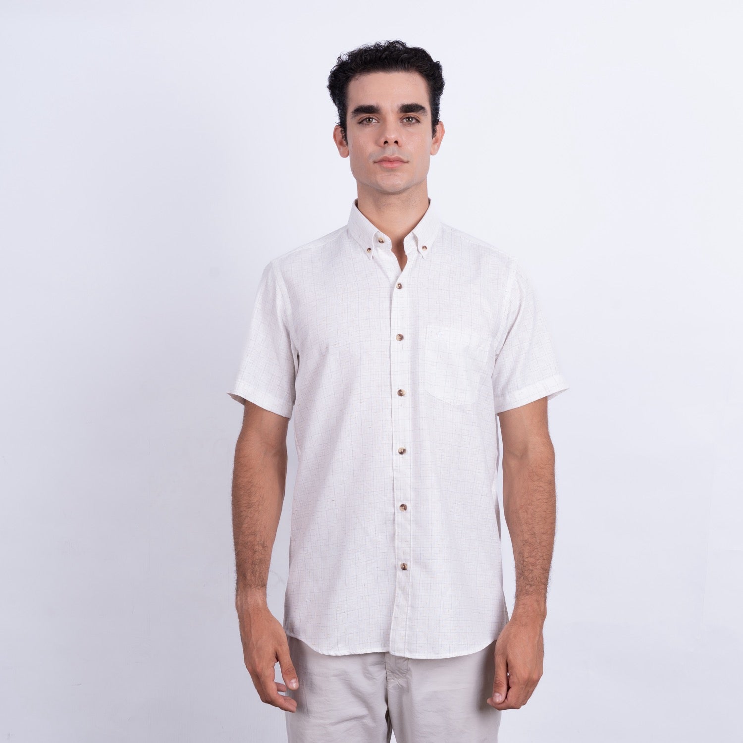 Camisa de Lino Manga Corta para Hombre