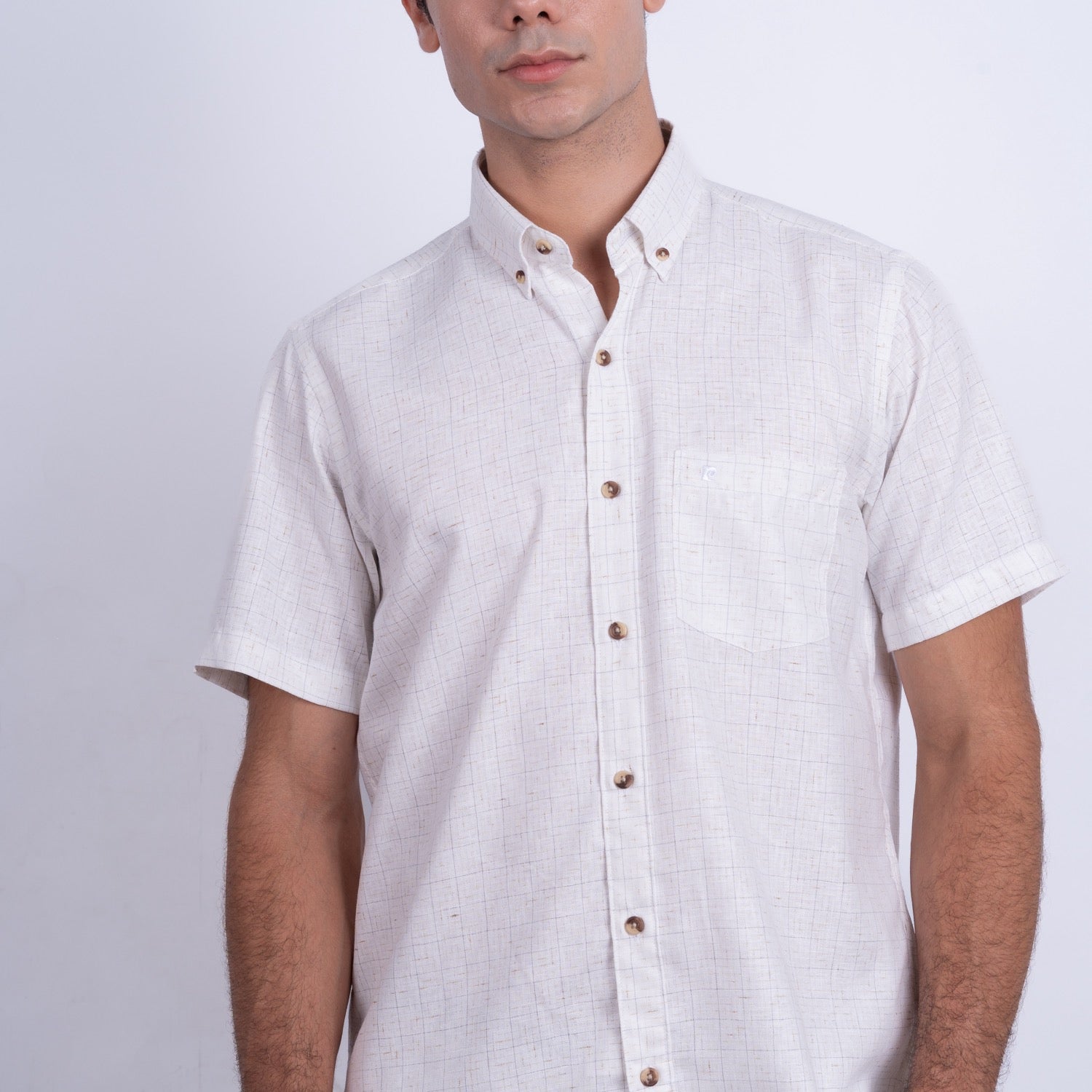 Camisa de Lino Manga Corta para Hombre