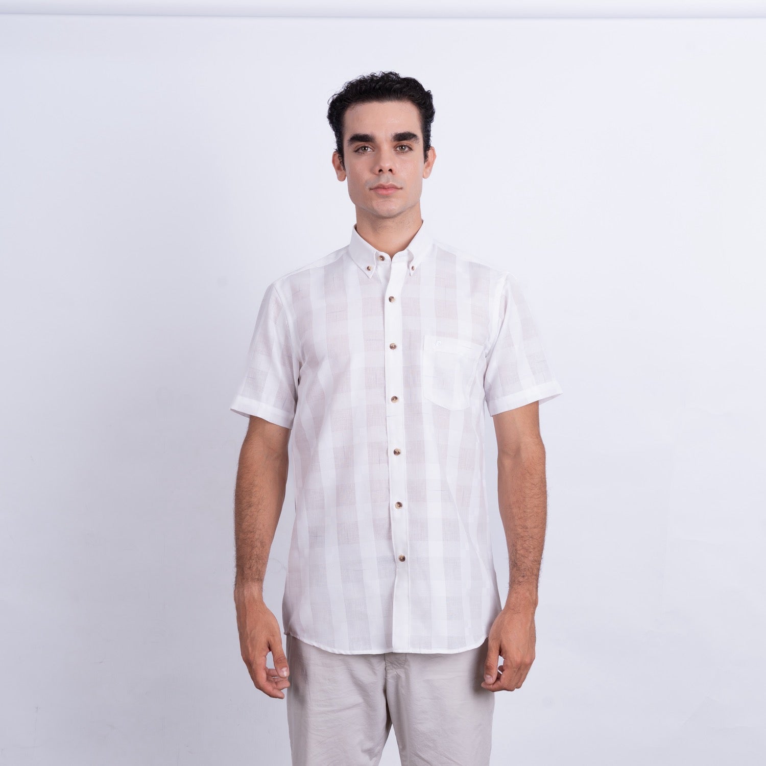 Camisa de Lino Manga Corta para Hombre