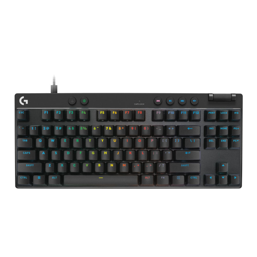 Teclado Logitech PRO X TKL Rapid Analógico Wired USB-C Lightsync RGB KeyControl Color Black