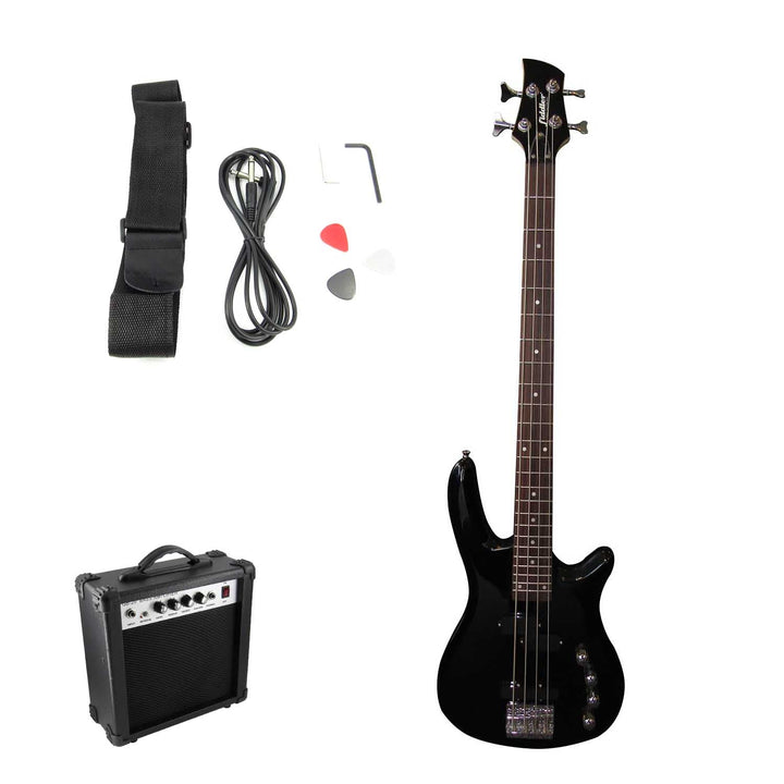 Bajo Eléctrico Negro + Amplificador 20 W Fiddler