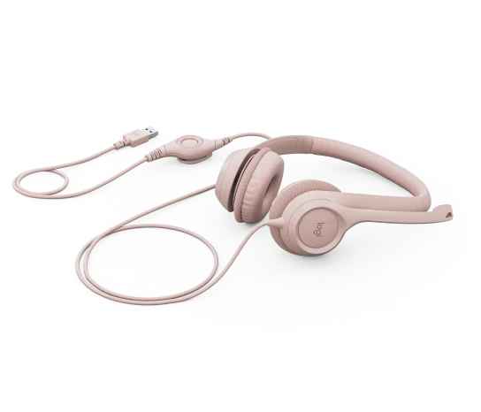 Audífono con Micrófono Logitech H390 USB Noise Cancelling Color Rose