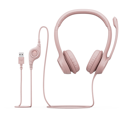 Audífono con Micrófono Logitech H390 USB Noise Cancelling Color Rose