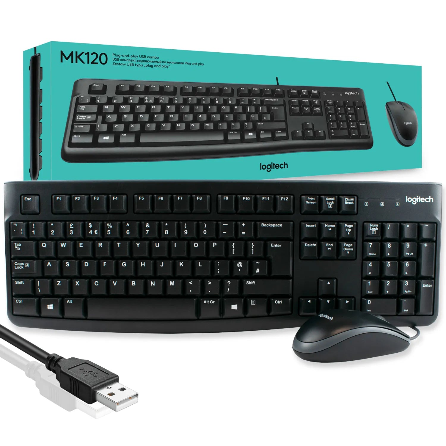 Teclado Logitech + Mouse Mk120 Usb Sp Black