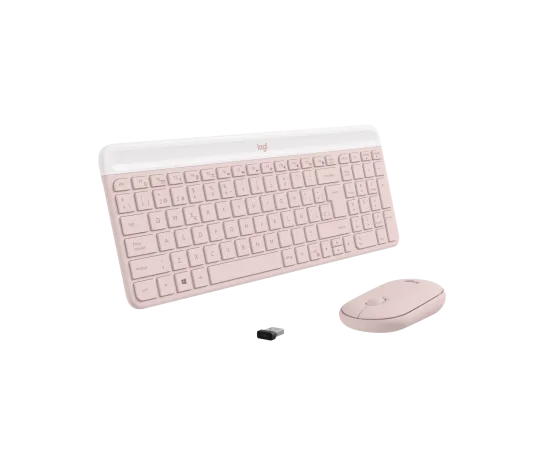 TECLADO LOGITECH + MOUSE MK470 WIRELESS SLIM USB ROSE (920-011312)
