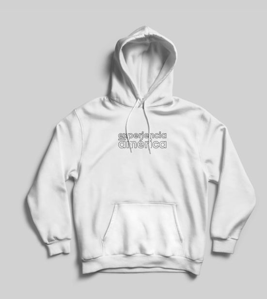 POLERA EXPERIENCIA AMERICA CON CAPUCHA BLANCA TALLA L