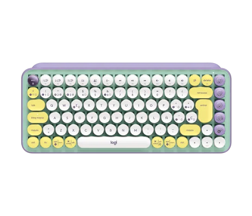 Teclado Logitech POP Keys Multi-Device Wireless Bluetooth Fresh Vibes Color Lila Green