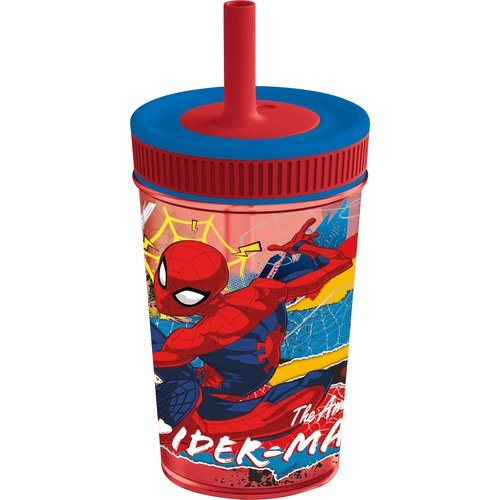 Stor Leak Proof Silicone Straw Tumbler Spiderman Moving Target