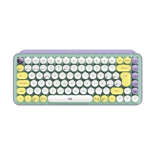 Teclado Logitech POP Keys Multi-Device Wireless Bluetooth Fresh Vibes Color Lila Green